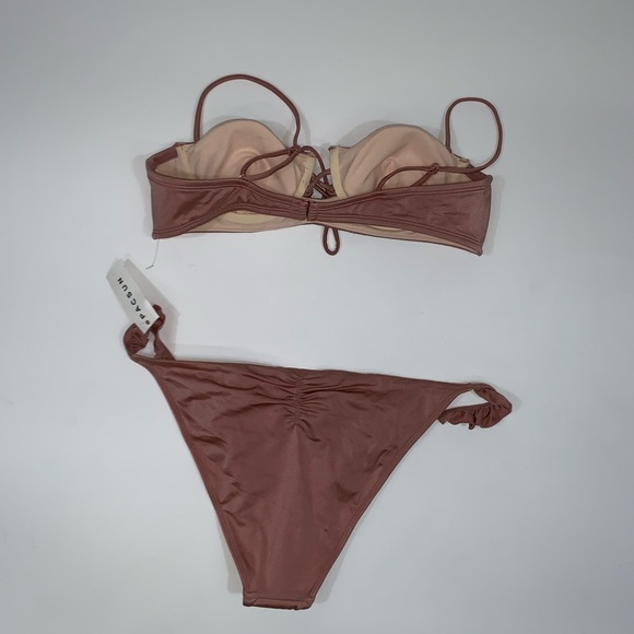 La hearts taupe rose scrunch bikini set 11 - Picture 3 of 7